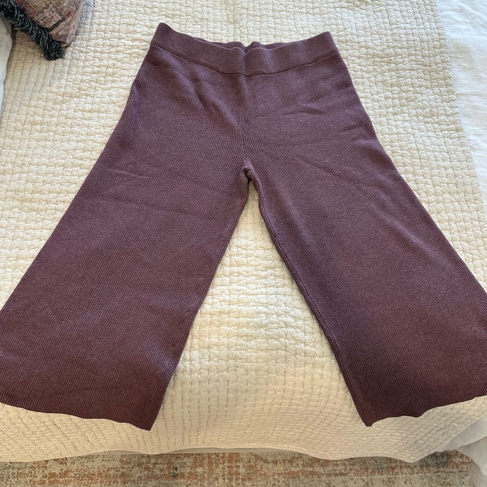 a new day Ribbed Knit Sweater wide leg cropped pant in Mauve